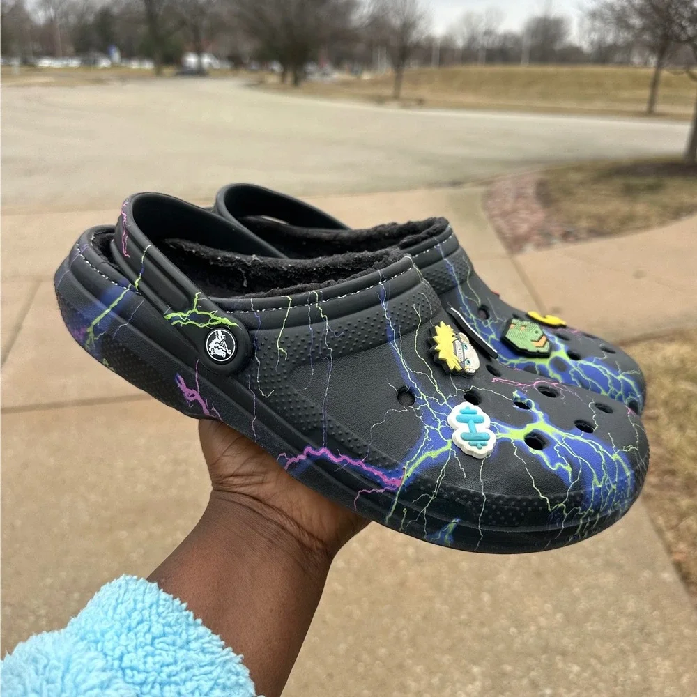 Crocs Bistro Graphic‎ Slip Resistant Work Clogs Size M11 Black Lightning Bolts